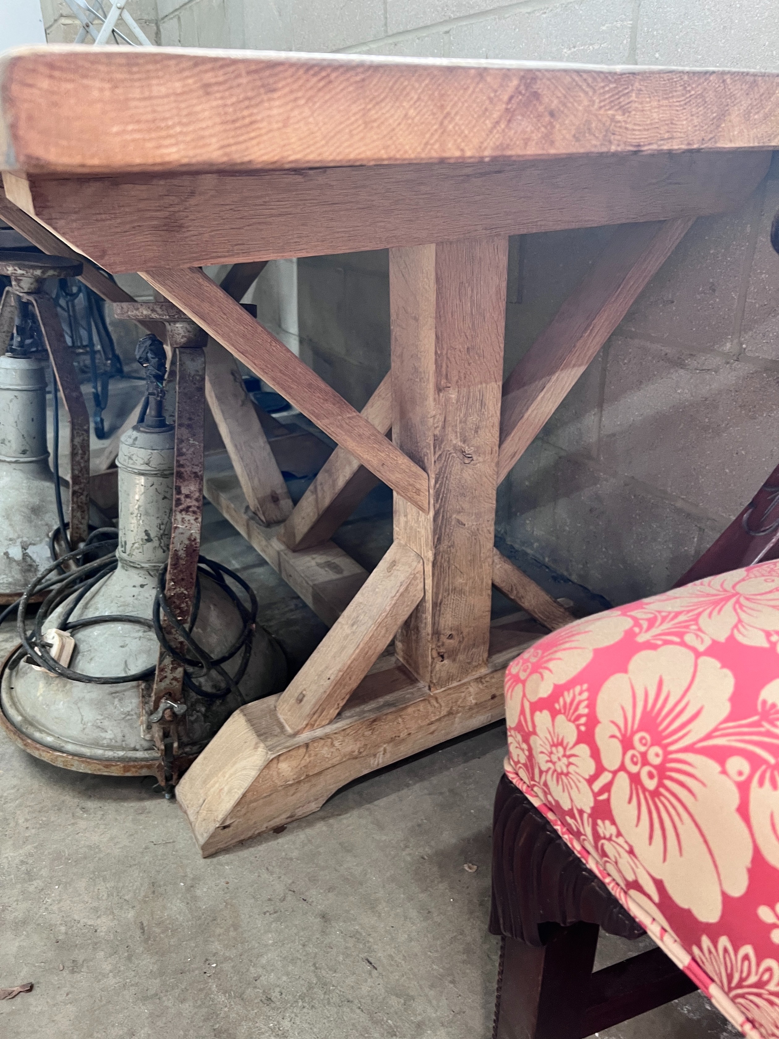 An 18th century pale oak rectangular refectory dining table, length 174cm, width 87cm, height 75cm *Please note the sale commences at 9am.